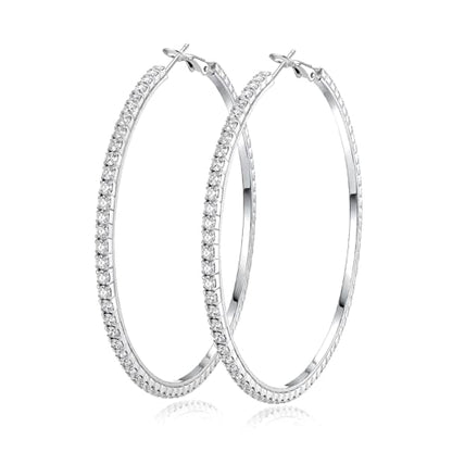 Hoop Earrings for Women, 14K Gold Sterling Silver Chunky Twisted Hoops Earring Hypoallergenic Ear Jewelry - color: Silver-75mm