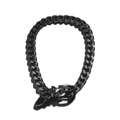 CJIAYUJEW Chunky Gold & Silver Cuban Chain Choker & Belt Necklaces for Women & Men - Punk Style Thick Link Belts - color: black
