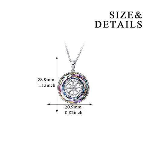AOBOCO 2026 Graduation Gifts 925 Sterling Silver Compass Pendant Necklace High School College Graduation Jewelry Gifts for Women Daughter - style: A-Purple