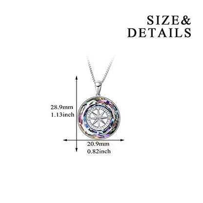 AOBOCO 2026 Graduation Gifts 925 Sterling Silver Compass Pendant Necklace High School College Graduation Jewelry Gifts for Women Daughter - style: A-Purple