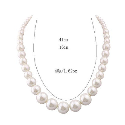 Handmade Faux Pearl Necklace and Clip on Earrings Jewelry Sets for Women Bib Choker Collar Necklace - color: 40cm Necklace+Clip Earrings