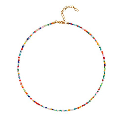 Wellike Freshwater Pearl Beaded Necklace for Women Handmade Boho Colorful Glass Beads Choker Necklace Stainless Steel 18K Gold Plated Bohemian Women Summer Jewelry Gifts - color: Beaded Necklace a