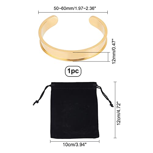 UNICRAFTALE 1pc Cuff Bracelet Blank Grooved Bangles Adjustable Empty Open Bangles for Inlay 50-60mm for Jewelry Making Supplies DIY Gemstone Inlay Crafts Stainless Steel Hair Tie Bracelet - size: 50-60mm (Pack of 2)