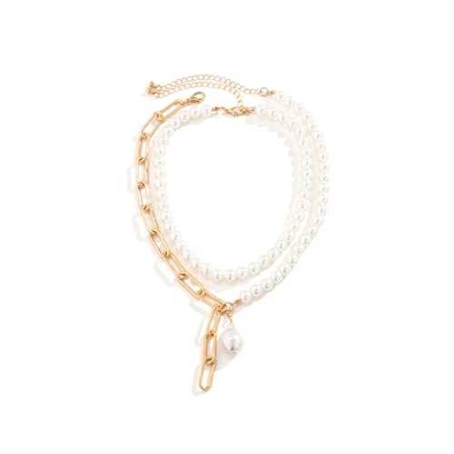 Faux Pearl Choker Necklaces for Women Large Chunky Pearl Necklace Dainty Statement Bride Wedding Jewelry - style: Layered Necklace