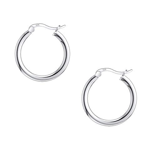 Savlano 925 Sterling silver Round Hoop Earrings for Women & Men Comes in 10MM-25MM - size: 18 Millimeters