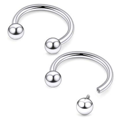 Ruifan 20G 18G 16G 14G 12G 8G 6G 4G 2G Horseshoe Nose Ring Titanium Septum Rings Piercing Jewelry Internally Threaded Gauges Cartilage Conch Helix Rook Lip Tragus Earring Hoop Eyebrow For Women Men - size: Ball: 12G - 14MM