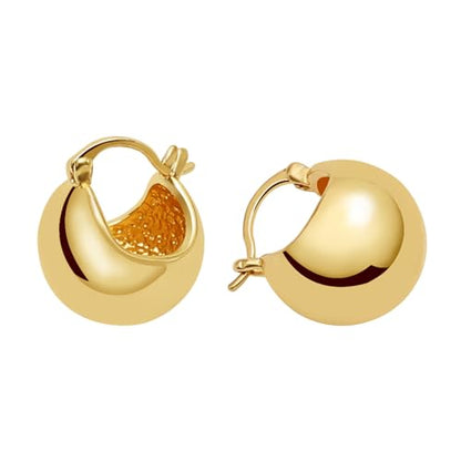 Small Chunky Gold Hoop Earrings For Women, 14k Gold Thick statement huggie hoop earrings Trendy Hoop Earrings Set Hypoallergenic Fashion Earrings - color: Ball-Gold