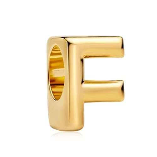 Gold Letter Charms A-Z for Bracelets 925 Sterling Silver Alphabet Initial Charms Beads Jewelry Gifts for Women - color: F
