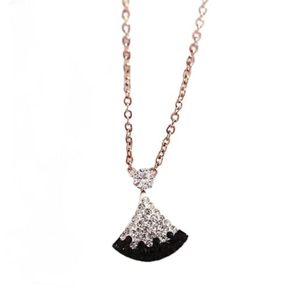 925 Sterling Silver Necklace for Women Trendy, Charming Layered Necklace with Cubic Zirconia Pendant for Her Womens Dainty Diamond Choker Necklaces Holiday Jewelry Gifts for Mom Wife Daughter Lover - color: Dress Pendant Necklace-Black&White