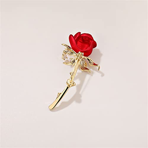 Red Rose Flower Brooches and Pins for Women Costume Jewelry Brooch Pins Broches Jewelry for Women Elegant Lady Pin - style: Red Rose
