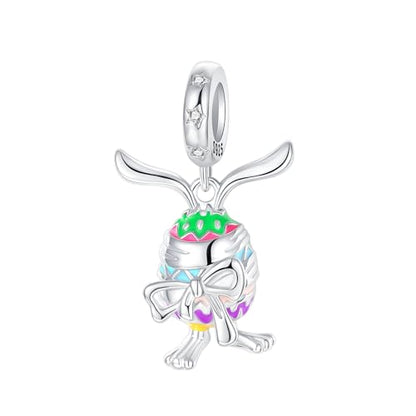 Family Love Mother Daughter Grandma Charm 925 Sterling Silver fits Bracelets Necklace Pendant Bead Charms Jewelry Gift for Women Family Friends - color: Easter Egg Charm