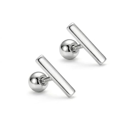 14K Gold Plated Nap Earrings Sterling Silver Ball Bar Bezel Setting CZ Stones Screw Back Hypoallergenic Earrings Everyday Cartilage Helix Parisian Minimalist Piercing Earrings For Women Unisex - color: Sleek Bar - WG