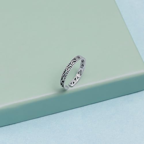 LeCalla 925 Sterling Silver Minimalist Toe Rings Set Simple Open Adjustable Toe-Rings for Women - color: 10. Antique Filigree Wave (1 PCS)