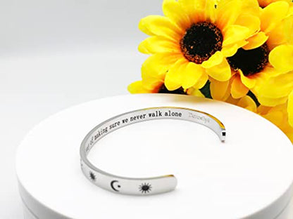 Dczosily Inspirational Bracelets for Women Stainless Steel Cuff Bracelet Engraved Jewelry Motivational Bangles Personalized Gifts for Best Friend/Mom - style: Sister-A sister is God's way of making sure we never walk alone