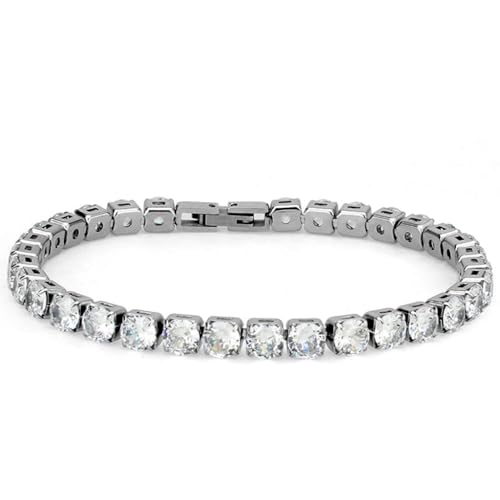 Stainless Steel None Tarnish Tennis Bracelet set with Round Cut Infinite Cubic Zirconia CZ - style: Stone: 5mm