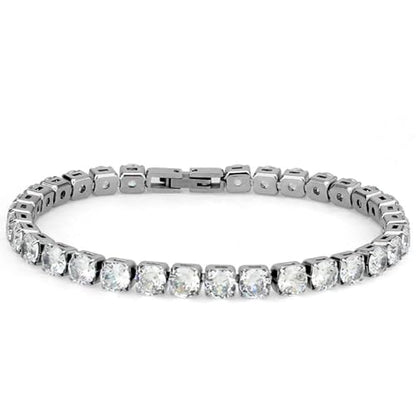 Stainless Steel None Tarnish Tennis Bracelet set with Round Cut Infinite Cubic Zirconia CZ - style: Stone: 5mm