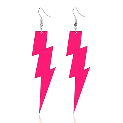 ONLYJUMP Acrylic Exaggerated Lightning Earrings Statement Punk Retro Geometric Delicate Neon Personalized Earrings Accessory Jewelry for Women - color: Exaggerated Rose Red