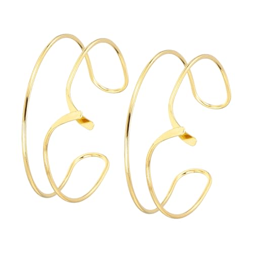 MECCANIXITY 2Pcs Arm Cuff Bracelet for Women, Two-Wire Upper Arm Cuffs Open Adjustable Minimalist Cuff Bangle Bracelet Set Stackable Armband - color: Gold