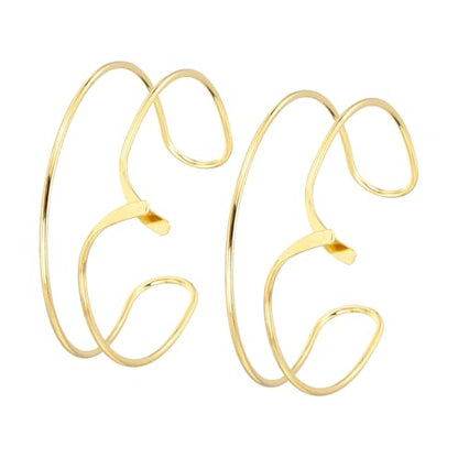 MECCANIXITY 2Pcs Arm Cuff Bracelet for Women, Two-Wire Upper Arm Cuffs Open Adjustable Minimalist Cuff Bangle Bracelet Set Stackable Armband - color: Gold