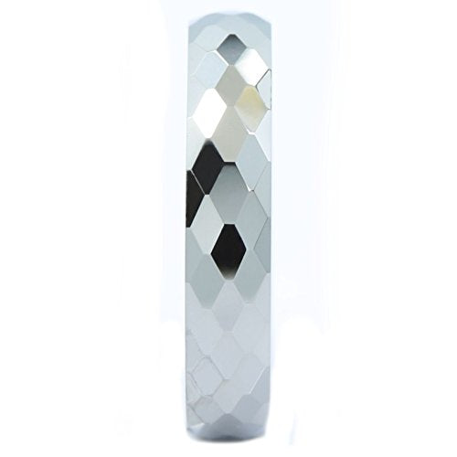 Tungsten Carbide Faceted Honeycomb Wedding Band Plated in Gold, Rose Gold or Black Ring - color: Polished-4mm