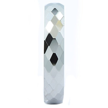 Tungsten Carbide Faceted Honeycomb Wedding Band Plated in Gold, Rose Gold or Black Ring - color: Polished-4mm