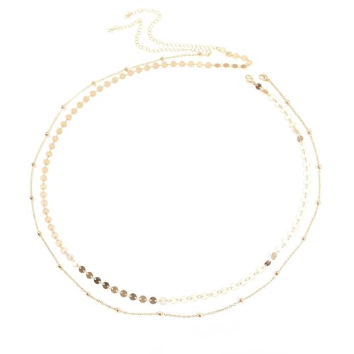 Waist Chains for Women 14K Gold Plated Adjustable Layered Belly Chain Dainty Cuban Waist Beads Body Chain Bikini Beach Jewelry Belts Gifts - color: old01