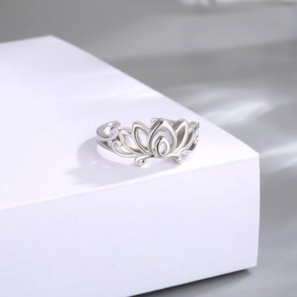Sariel 925 Sterling Silver Toe Rings for Women Boho Adjustable Mid Finger Rings Summer Vacation Ocean Beach - color: Lotus
