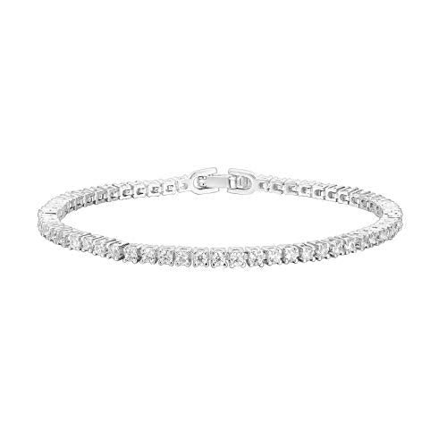 PAVOI 14K Gold Plated Cubic Zirconia Classic Tennis Bracelet | Gold Bracelets for Women | 2mm CZ, Size 6.5-7.5 Inch - color: White Gold, size: 6.5 Inches
