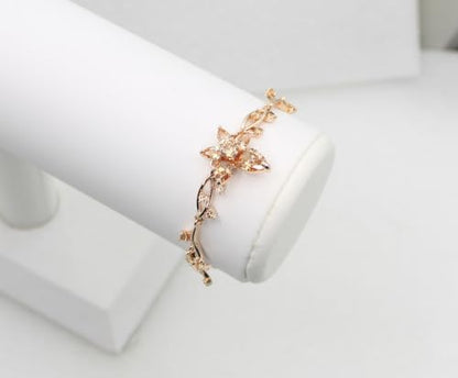 Faship Gorgeous CZ Crystal Floral Necklace Earrings Set - color: Champagne / Matching Bracelet