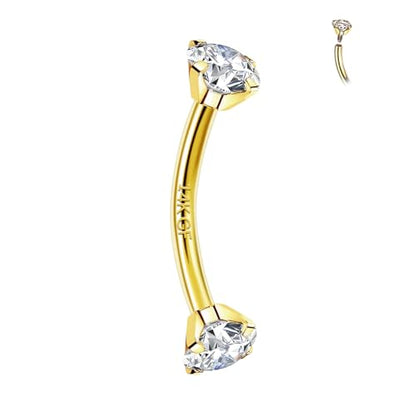 2 Pcs 14k Gold Filled Eyebrow Rings, 16G Threaded Rook Piercing Jewelry, Surgical Steel Vertical Lip Labret Belly Tongue Ring Daith Earring Curved Barbells - color: 6mm-1pcs CZ
