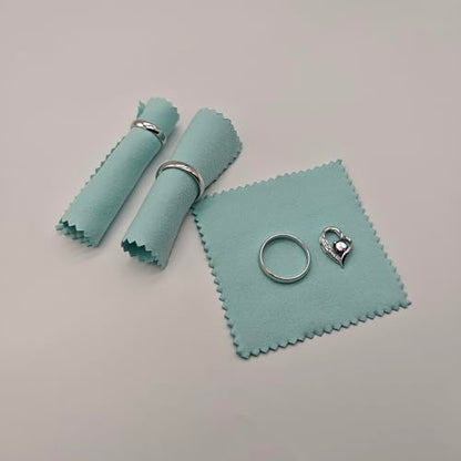 50pcs Jewelry Cleaning & Polishing Cloth for Silver,Gold,Platinum,Easy to Carry,Wipe and Care.Pre-Treated Ultrasoft Fabric with Tarnish Remover Jewelry Cleaner(3x3 Aqua Blue) - color: Aqua Blue