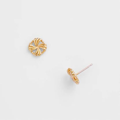 14K Gold Plated Sterling Silver Stud Earrings for Women, Vintage Button-Inspired Design with Rich Gold Tone, Classy Timeless Look, Hypoallergenic Jewelry Gift