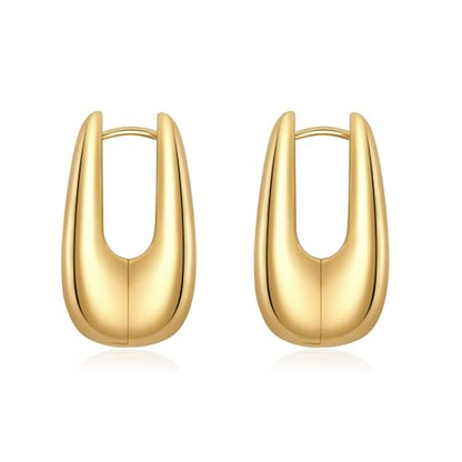 SHERLOVE Chunky Knot Gold Earrings Women Statement Drop Dangle Earrings | 14K Gold Plated Hypoallergenic Lightweight,Trendy Dainty Elegant Cute,Women Gold Jewelry Fashion Accessories Gifts - color: Square Hoop Gold