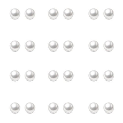 Charisma 5mm Composite Pearl Stud Earrings Round Ball Pearls Hypoallergenic 12 Pairs Imitation Pearl Earrings Set for Women