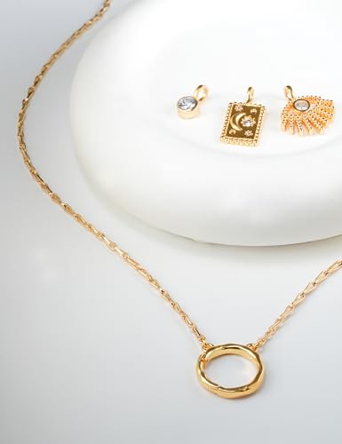 Charm Pendant Necklace Gold Plated Zircon Evil Eye Moon Star Celestial Talisman Layering Piece Statement Jewelry for Women