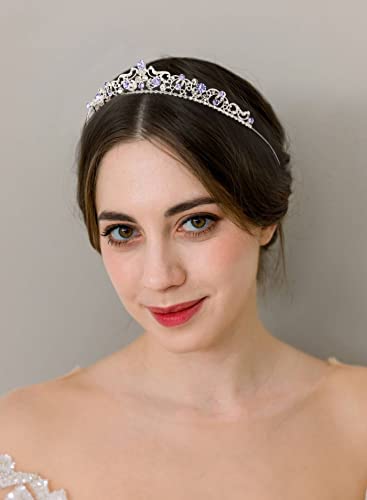 SWEETV Wedding Tiaras and Crowns, Rhinestone Bridal Crown Princess Tiara Headpieces for Women - color: Purple