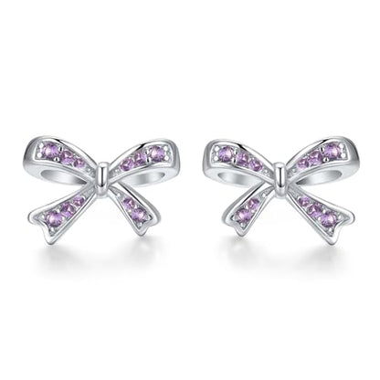 925 Sterling Silver Birthstone Bow Stud Earrings for Girls Women Bow Jewelry Birthday Gifts for Teens Kids Girls Bowknot Stud Earrings - color: 06.June