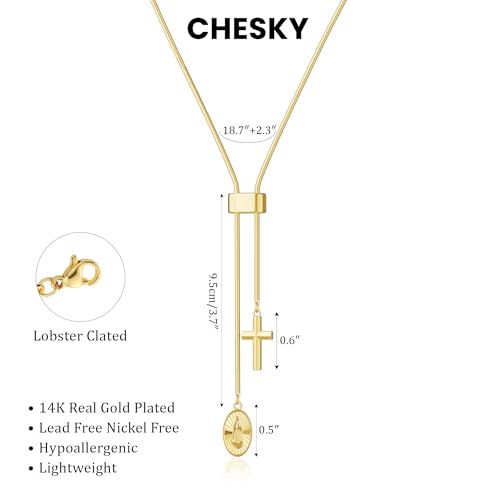 CHESKY Long Necklace for Women, 14k Gold Plated/Streling Silver Lariat Y Necklaces - style: y necklace 03