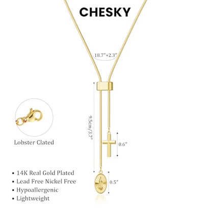 CHESKY Long Necklace for Women, 14k Gold Plated/Streling Silver Lariat Y Necklaces - style: y necklace 03