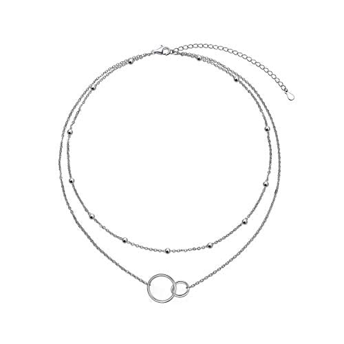 Ladytree S925 Sterling Silver Dainty Simple Choker Necklace,Rolo Chain,Adjustable 13 inches to 16 inches - style: 08_Layer Infinity Choker