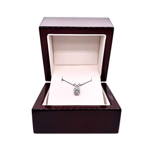 1/2 to 3 1/2 Carat Round Moissanite Solitaire Pendant Necklace in 14k Gold (H-I, cttw) 4-Prong 16 to 18 Inch Adjustable Chain Spring Ring by Diamond Wish