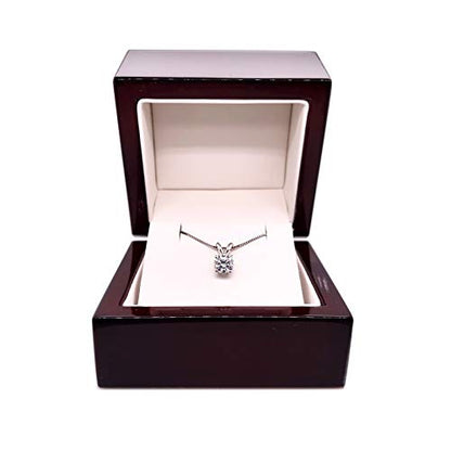 1/2 to 3 1/2 Carat Round Moissanite Solitaire Pendant Necklace in 14k Gold (H-I, cttw) 4-Prong 16 to 18 Inch Adjustable Chain Spring Ring by Diamond Wish