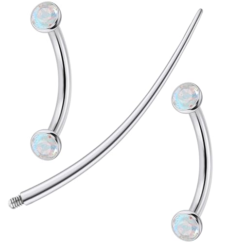 F136 Titanium 16g 6/8/10mm Eyebrow/Rook/Snug/Vertical-Labret/VCH/Snake-Eyes/Anti-Tragus/Christina/Daith/Belly-Button/Bridge/Hood/Surface Curved Barbell Piercing Jewelry for Women Men - color: AB, size: 10 mm (3/8 in)