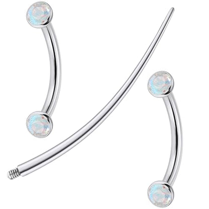 F136 Titanium 16g 6/8/10mm Eyebrow/Rook/Snug/Vertical-Labret/VCH/Snake-Eyes/Anti-Tragus/Christina/Daith/Belly-Button/Bridge/Hood/Surface Curved Barbell Piercing Jewelry for Women Men - color: AB, size: 10 mm (3/8 in)