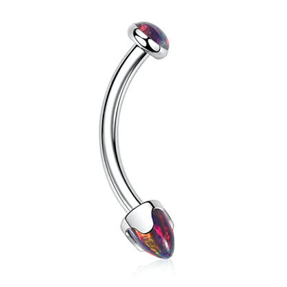 GAGABODY Titanium Eyebrow Jewelry - Curved Barbell & Labret Stud, 16g - Belly Button Ring & Cartilage Earring - Opal Bridge Jewelry - color: 1Pc-Arrow Shape Black Purple Opal
