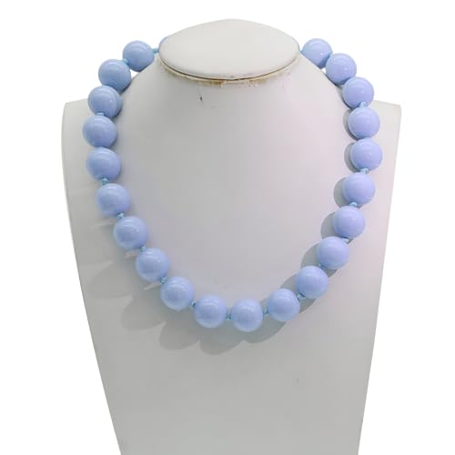 JNF Chunky Beaded Necklaces Women Large Big Ball Bead Choker Necklace Bold Statement Beads jewelry Gift - color: light blue