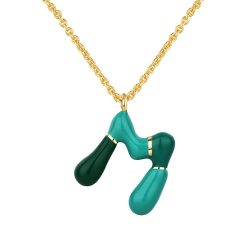 Kainier Bubble Letter Initial Necklace for Women, Colorful Balloon Alphabet Name Pendant Dainty Cute 14K Gold Plated Necklaces Jewelry Gifts… - color: Colourful, style: M