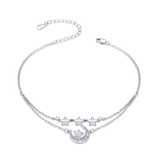 925 Sterling Silver Bohemia Hawaiian Beach Mermaid Floral Bracelet Birthday Graduation Gifts for Women with Gifts Box - style: 25-Star Moon