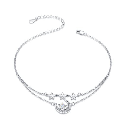 925 Sterling Silver Bohemia Hawaiian Beach Mermaid Floral Bracelet Birthday Graduation Gifts for Women with Gifts Box - style: 25-Star Moon
