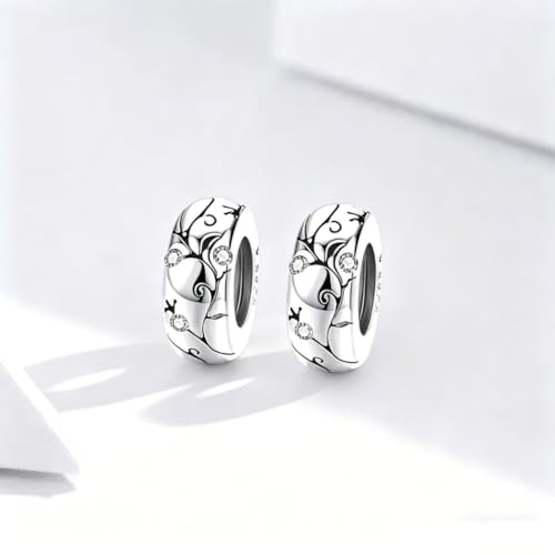 ARTCHARM Clasp Love Safety Chain Charm - Authentic 925 Sterling Silver Heart Beads - Fit European Style Bracelet - color: 2PCS Vine Spacer